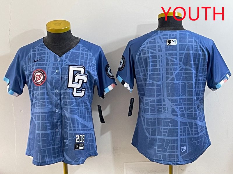 Youth Washington Nationals Blank Blue Joint Name 2025 Nike MLB Jersey style 4->youth mlb jersey->Youth Jersey